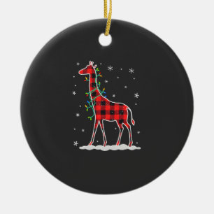 Ornamento De Cerâmica Família de Xadrez Búfalo Girafa de Natal Pijama
