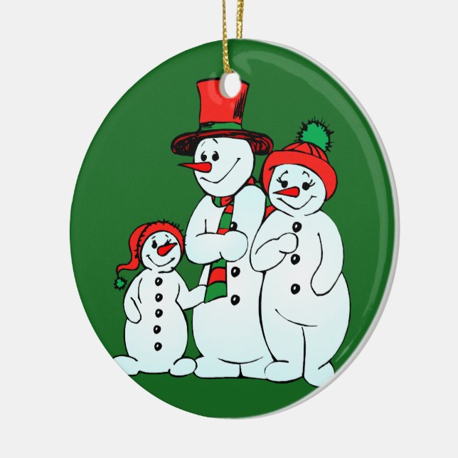 Ornamento De Cerâmica família do boneco de neve de férias (Esquerda)