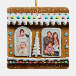 Ornamento De Cerâmica Família em Gingercake Foto de Natal
