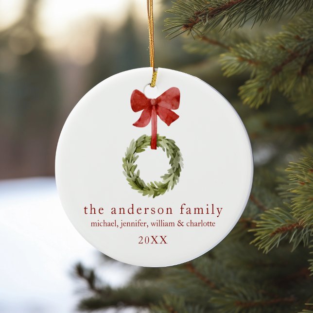 Ornamento De Cerâmica Família Keepsasaarnatalino Arco Vermelho Verde (Criador carregado)