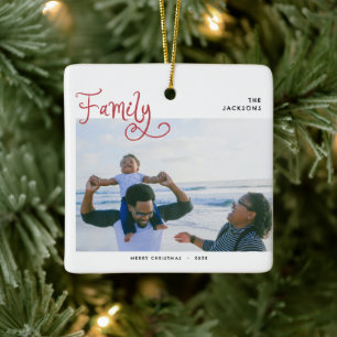 Ornamento De Cerâmica Família Mínima Foto Caprichosa Feliz Natal