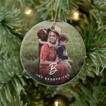 Família Monograma Moderno Foto Feriado Natal