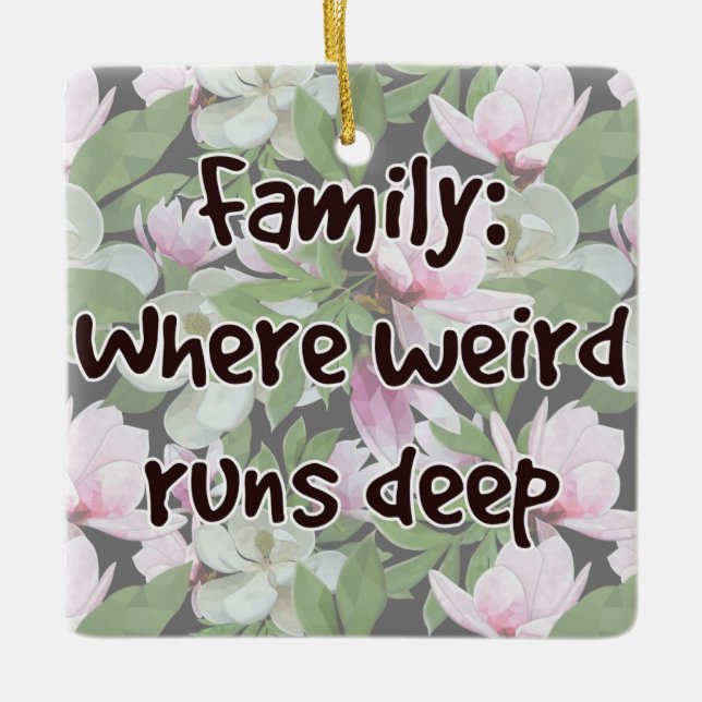 Ornamento De Cerâmica Família: Onde O Estranho É Profundo (Frente)