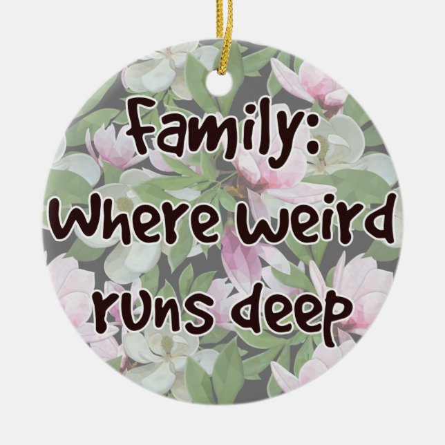 Ornamento De Cerâmica Família: Onde O Estranho É Profundo (Frente)