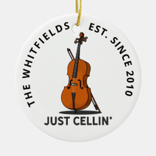 Ornamento De Cerâmica Família Personalizada Apenas Celin Cello Fiddle M
