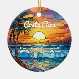 Ornamento De Cerâmica Família Personalizada Costa Rica Trip Faux Vidro A