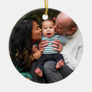 Ornamento De Cerâmica Família Personalizada De Dois Lados Duplos De Foto