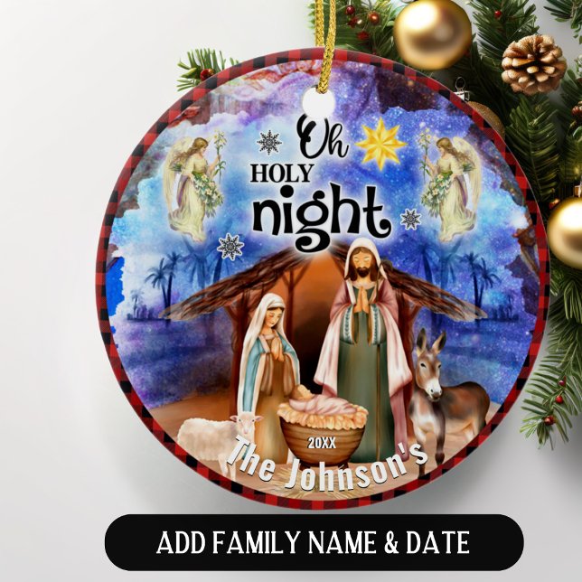 Ornamento De Cerâmica Família Personalizada Natal Natividade (Criador carregado)