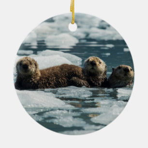 Ornamento De Cerâmica Família Sea Otter