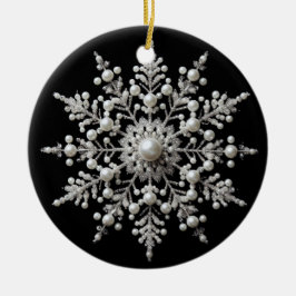 Ornamento De Cerâmica Família Silver e Pearl Snowflake