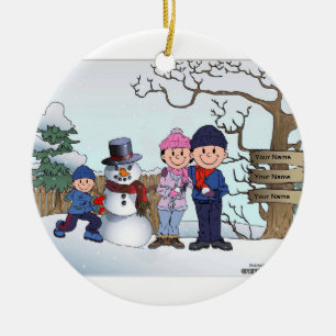 Ornamento De Cerâmica Família Snowman - 1 Boy