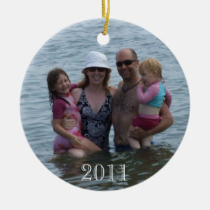 Ornamento De Cerâmica Famílias do Xmas 2011 na praia