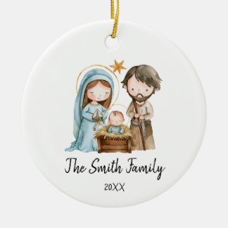 Ornamento De Cerâmica Famílias personalizadas de Natal Joseph Mary Jesus