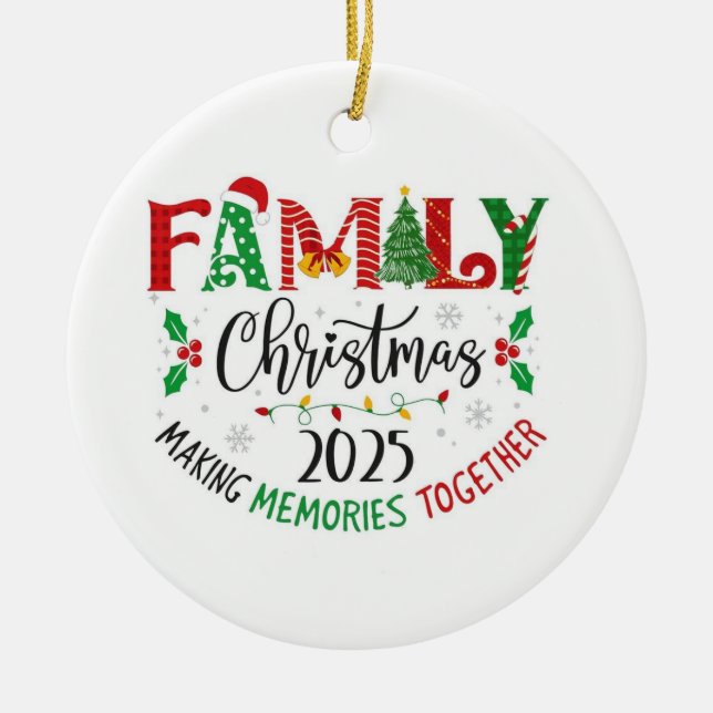 Ornamento De Cerâmica Family Christmas design  (Frente)