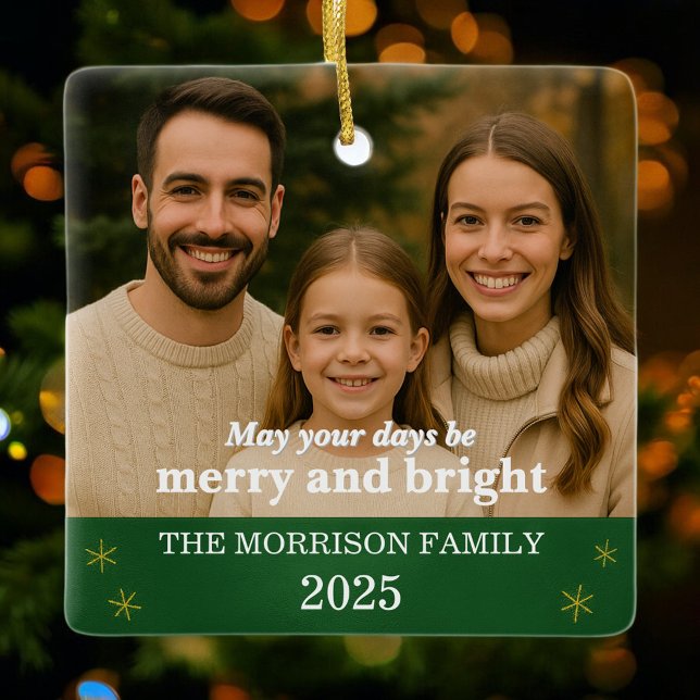 Ornamento De Cerâmica Family Photo Customizable (Criador carregado)