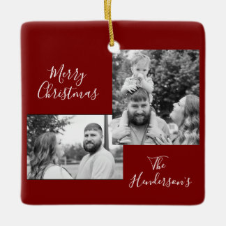 Ornamento De Cerâmica Family Photo Holiday Ornament 
