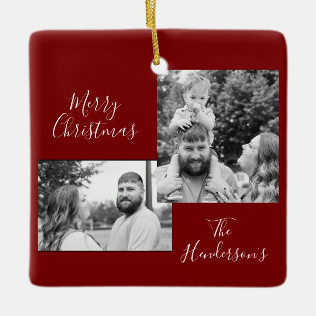 Ornamento De Cerâmica Family Photo Holiday Ornament  (Frente)