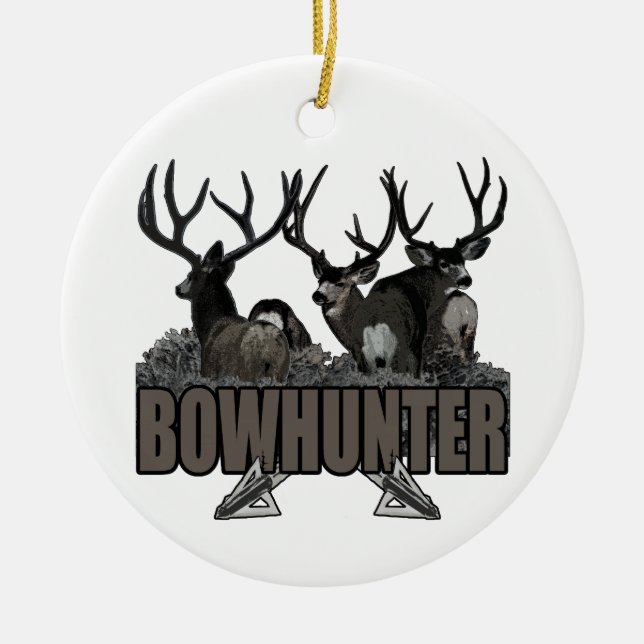 Ornamento De Cerâmica Fanfarrões Bowhunter do troféu (Frente)