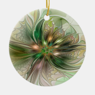 Ornamento De Cerâmica Fantasia Abstrata Moderna Colorida Floral Fractal
