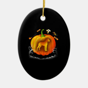 Ornamento De Cerâmica fantasia de abóbora de cão rottweiler