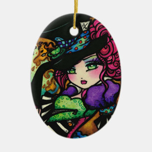 Ornamento De Cerâmica Fantasia louca da menina do país das maravilhas d