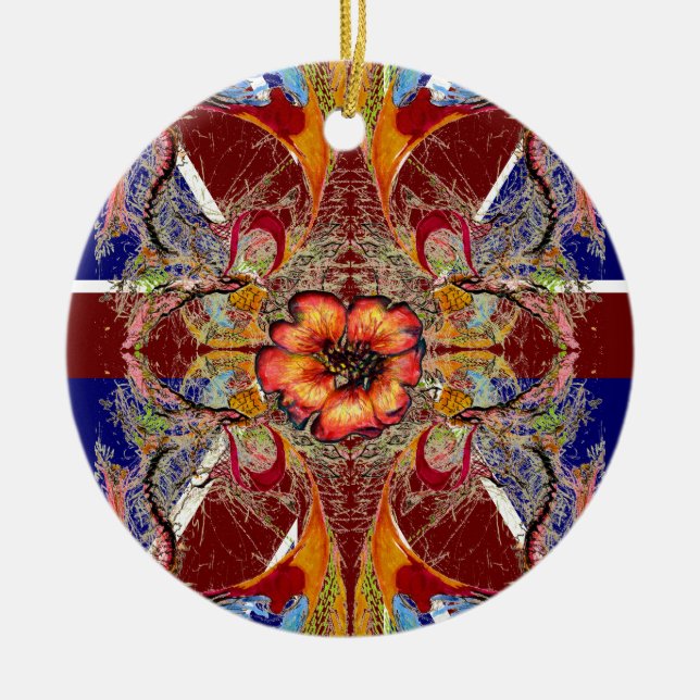 Ornamento De Cerâmica Fantasia Real Vermelha (Frente)