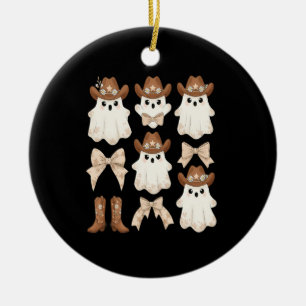 Ornamento De Cerâmica Fantasma de Cowboy de Halloween Fofo