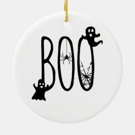 Ornamento De Cerâmica Fantasmagóricos Fantasmas e Aranha Halloween Boo