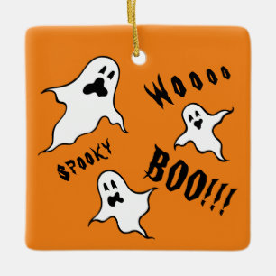 Ornamento De Cerâmica Fantasmas Cerâmicos do Spooky Halloween Personali