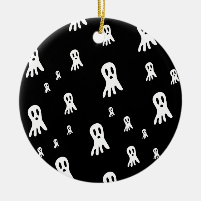 Ornamento De Cerâmica Fantasmas do Dia das Bruxas Escuros (Frente)