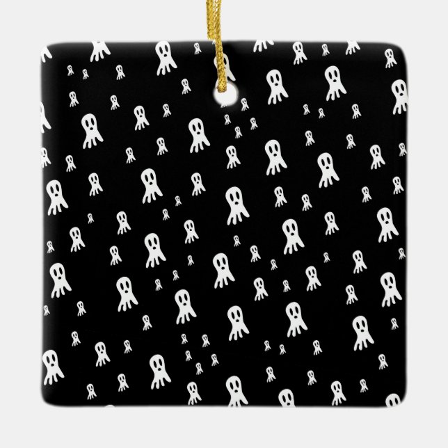 Ornamento De Cerâmica Fantasmas do Dia das Bruxas Escuros (Frente)