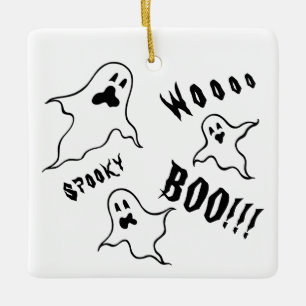 Ornamento De Cerâmica Fantasmas do Dia das Bruxas Personalizados