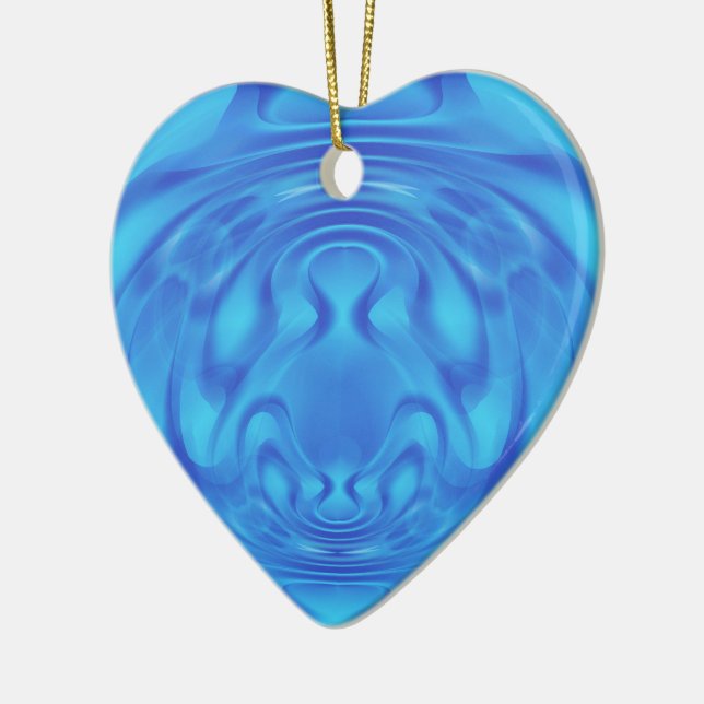 Ornamento De Cerâmica Fantasy Blue Heart (Esquerda)