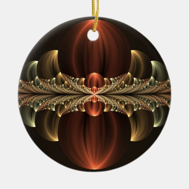 Ornamento De Cerâmica Fantasy Construction Shiny Abstrato Fractal Art (Frente)