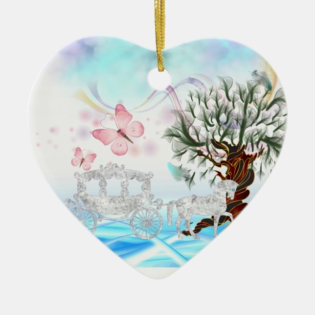 Ornamento De Cerâmica Fantasy Crystal Horse Carruagem (Frente)