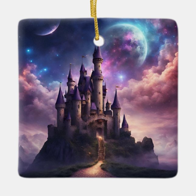 Ornamento De Cerâmica Fantasy Fairy Tale Castle (Frente)