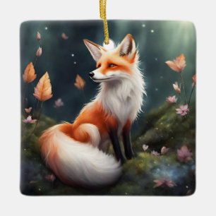 Ornamento De Cerâmica Fantasy Fox Nature Art