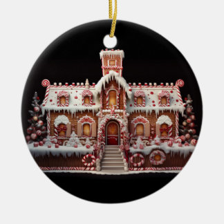 Ornamento De Cerâmica Fantasy Gingerbird House com Candies 2