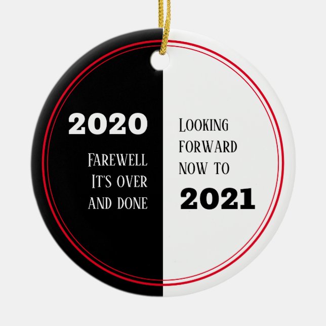 Ornamento De Cerâmica FAREWELL 2020 | Perspectivas para 2021 | Ano Novo (Frente)