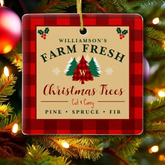 Ornamento De Cerâmica Farm Fresh Christmas Trees - Christmas pattern