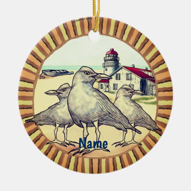 Ornamento De Cerâmica Farol das Gaivotas  (Frente)