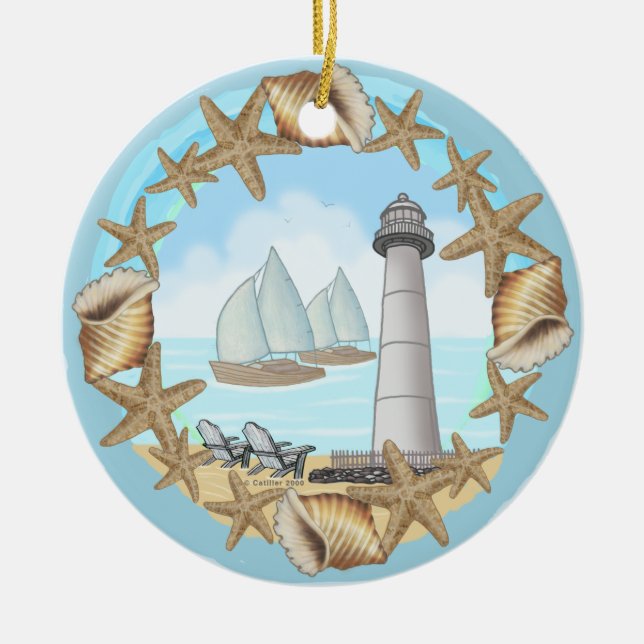 Ornamento De Cerâmica Farol de Biloxi (Frente)