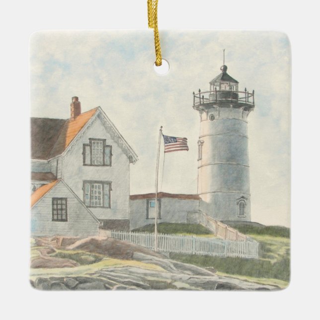 Ornamento De Cerâmica Farol de Cape Neddick (Frente)