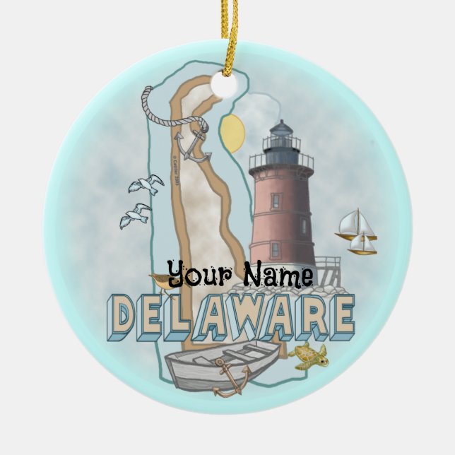Ornamento De Cerâmica Farol de Delaware  (Frente)