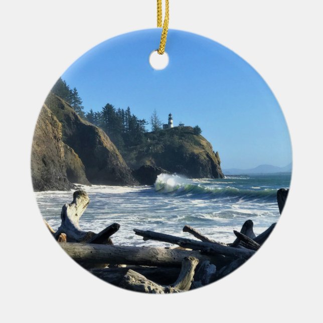 Ornamento De Cerâmica Farol de Desapontamento de Cabo, Washington (Frente)