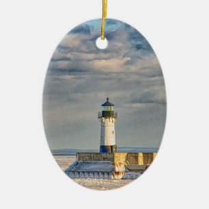 Ornamento De Cerâmica Farol de Duluth Harbor North Breakwater