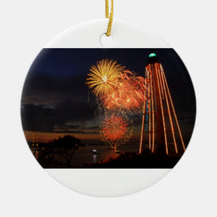 Ornamento De Cerâmica Farol dos fogos-de-artifício de Marblehead
