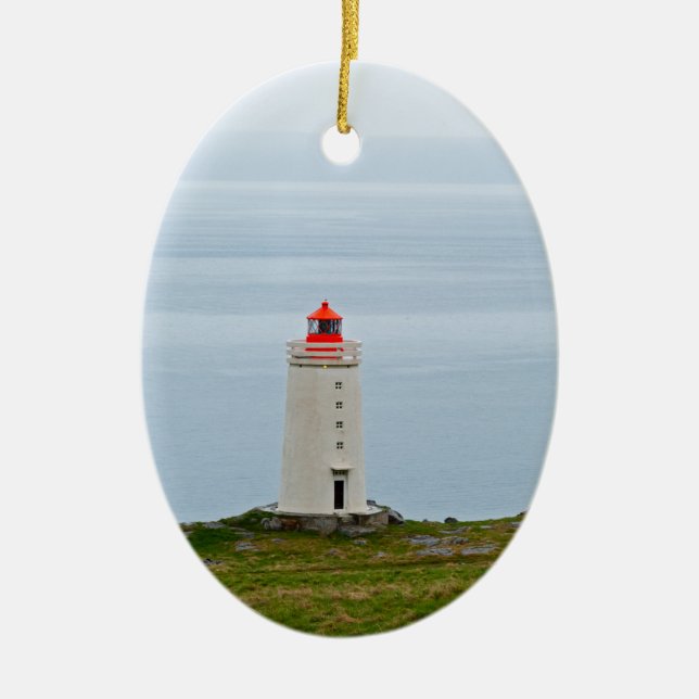 Ornamento De Cerâmica Farol na Península de Vatnsnes - Islândia (Frente)