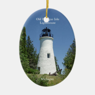 Ornamento De Cerâmica Farol oval antigo do farol de Isle