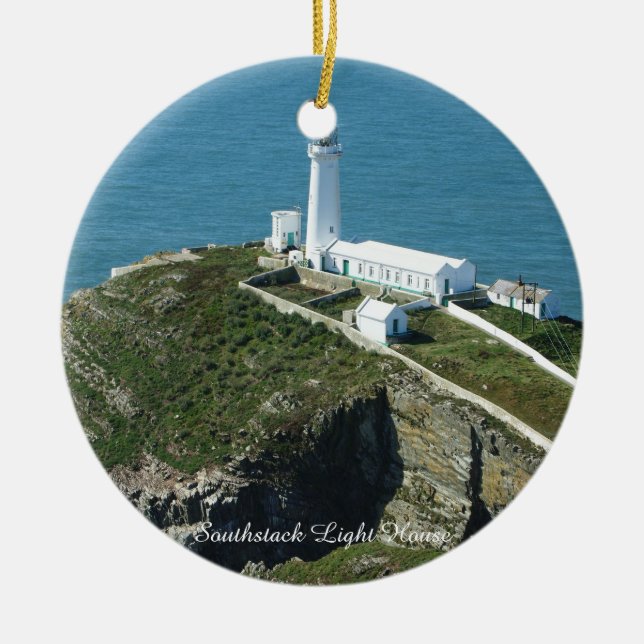 Ornamento De Cerâmica Farol Southstack País de Gales. (Frente)